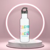 Bouteille D'eau Teacher Moderne Arc-en-ciel Couleurs Nom personnal