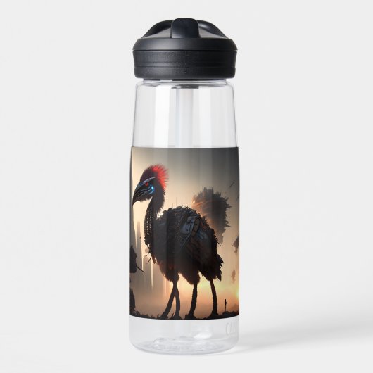 Bouteille D'eau "Techno-Feathers : Le robot futuriste Emu" (Avant)