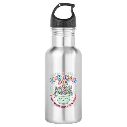 Bouteille D'eau Tee-shirt graphique design graphique Pot Licorne P (Devant)