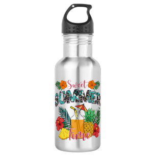 Bouteille D'eau Temps d'été doux Fruits tropicaux et fleurs