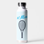 Bouteille D'eau Tennis #1 Maman Fête des Mères Cadeau bleu<br><div class="desc">Offrez à votre joueur de tennis ou à votre maman fan de tennis cette bouteille d'eau vibrante avec une raquette de tennis noire et une police rétro en bleu "#1 Mom". Merveilleux comme cadeau pour la fête des mères, les anniversaires et plus encore. Le texte est personnalisable. Une partie d'une...</div>