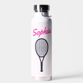 Bouteille D'eau Tennis Nom personnalisé Hot rose noir (Gauche)