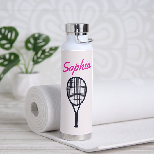Bouteille D'eau Tennis Nom personnalisé Hot rose noir (Yoga)