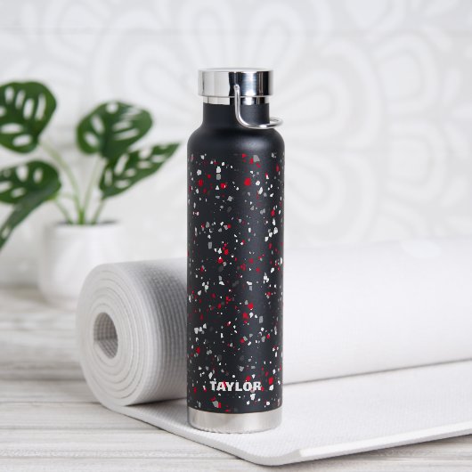 Bouteille D'eau Terrazzo gris-rouge géométrique personnalisé (Yoga)