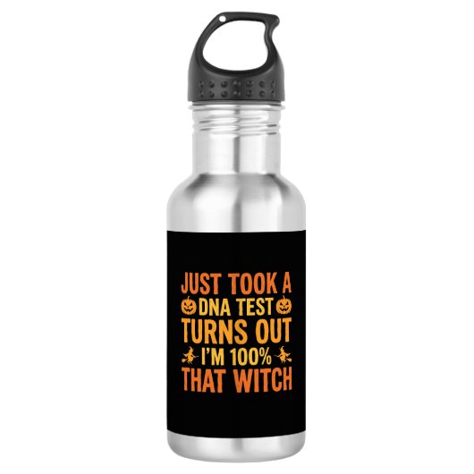 Bouteille D'eau Test ADN de sorcière d'Halloween Design drôle (Devant)