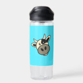 Bouteille D'eau Tête de vache mignonne | Monogramme simple de nom  (Arrière)