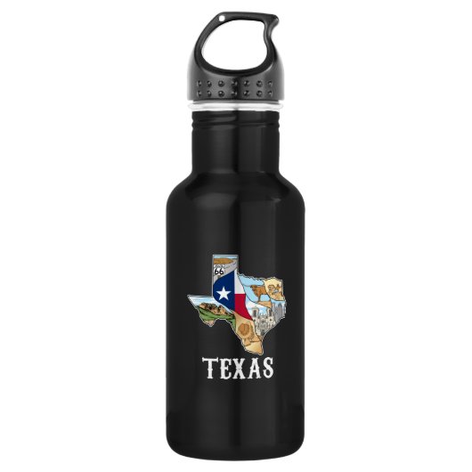 Bouteille D'eau Texas Map Drapeau Design pour les Texans fiers (Devant)