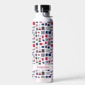 Bouteille D'eau Texas Red & Blue Wonky Carrés & Rectangles (Gauche)