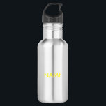 Bouteille D'eau Texte de nom personnalisé jaune minimal<br><div class="desc">Jaune minimaliste Texte personnalisé Bouteille en acier inoxydable</div>