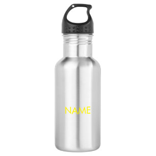 Bouteille D'eau Texte de nom personnalisé jaune minimal