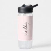 Bouteille D'eau Texte manuscrit rose pâle Élégant (Gauche)