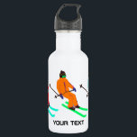 Bouteille D'eau Texte personnalisé Ski d'ouverture Ski<br><div class="desc">Ouverture du ski ! Skieur cool à thème hivernal design motif avec skieurs sur les pistes de la station de ski alpin parmi les sapins enneigés dans les alpes. Les skieurs freeride portent des combinaisons de ski rétro vintages et colorées, descente en ski avec des skis sur un arrière -...</div>