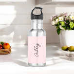 Bouteille D'eau Texte rose pâle Cursif Élégant<br><div class="desc">Bouteille d'eau rose vif avec option pour ajouter un nom avec un texte de calligraphie magnifique. D'autres produits avec ce design sont dans la collection ci-dessous.</div>