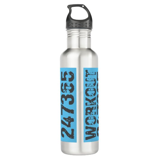 Bouteille D'eau Texte usé et rayé Workout 247365 bleu (Dos)
