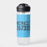 Bouteille D'eau Texte usé et rayé Workout 247365 bleu<br><div class="desc">Texte usé et rayé Workout 247365 en gris avec arrière - plan bleu. Parfait pour tous ceux qui font du levage,  de la remise en forme,  de l'entraînement,  de la musculation et d'aller à la salle de gym.</div>