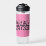 Bouteille D'eau Texte usé et rayé Workout 247365 rose<br><div class="desc">Texte usé et rayé Workout 247365 en gris avec arrière - plan rose. Parfait pour tous ceux qui font du levage,  de la remise en forme,  de l'entraînement,  de la musculation et d'aller à la salle de gym.</div>