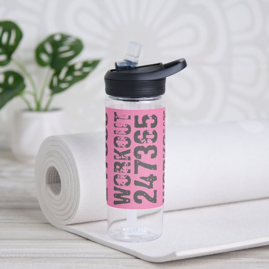 Bouteille D'eau Texte usé et rayé Workout 247365 rose (Yoga)