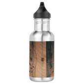 Bouteille D'eau Texture de bois rustique personnalisée & monogramm (Droite)
