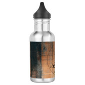Bouteille D'eau Texture de bois rustique personnalisée & monogramm (Gauche)