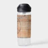 Bouteille D'eau Texture en bois rustique et monogramme de cerfs su (Arrière)
