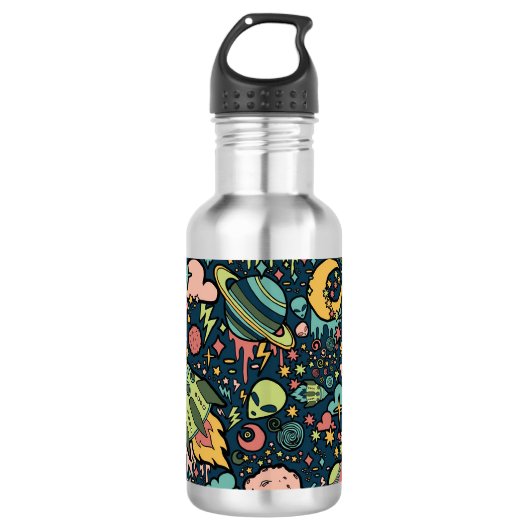 Bouteille D'eau Texture Motifs Aliens Rockets Space (Devant)