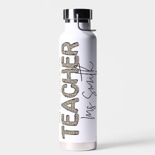 Bouteille D'eau Thank You for Helping Me Grow Leopard Teacher Name (Gauche)