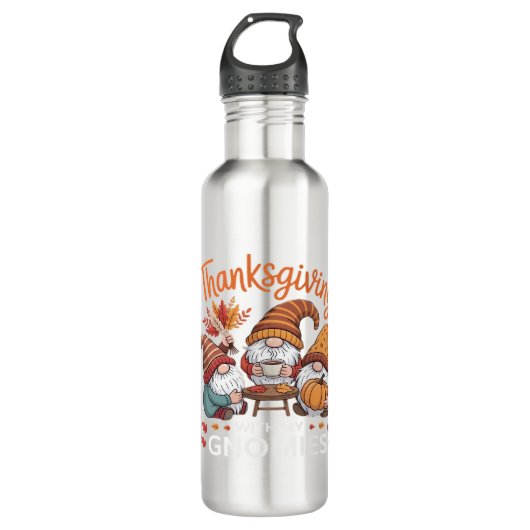 Bouteille D'eau Thanksgiving Gnome Fall Leopard Turkey Essentiel T (Devant)
