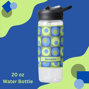 Bouteille D'eau Thème Carré de point personnalisé bleu vert