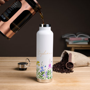 Bouteille D'eau Thermos à café en acier inoxydable à fleurs sauvag