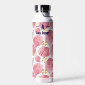 Bouteille D'eau Thermos de monogramme rose - Nom personnalisé (Gauche)