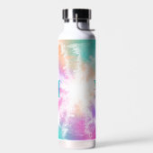 Bouteille D'eau Tie Dye Rose Orange Turquoise Violet Monogramme (Gauche)