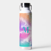 Bouteille D'eau Tie Dye Rose Orange Turquoise Violet Monogramme (Avant)