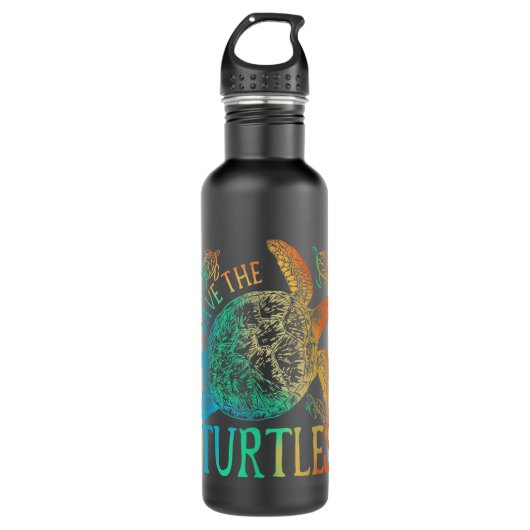 Bouteille D'eau Tie Dye Tortue de mer, sauver les tortues, femmes (Devant)