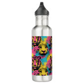 Bouteille D'eau Tiger Pop Art Motif en rose, jaune et bleu (Droite)