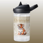 Bouteille D'eau Tigre mignon ajouter nom avec étoiles enfants brun<br><div class="desc">Bouteille d'eau CamelBak Eddy® pour enfants. Personnalisez avec un nom. Cette bouteille d'eau présente un tigre mignon avec des étoiles dans les couleurs brun et blanc.</div>