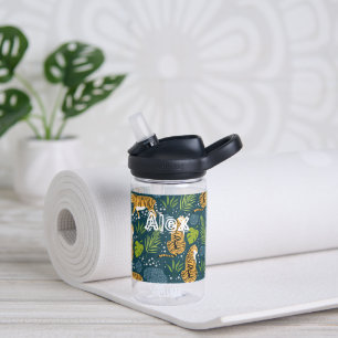 Bouteille D'eau Tigre Répéter Motif Vert Nom personnalisé