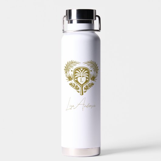 Bouteille D'eau Tir Tropical Rétro Palmier Shower de Mariage de Pi (Arrière)