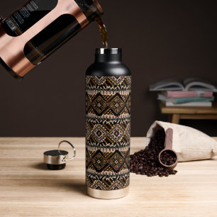 Bouteille D'eau Tissu Brown foncé et noir de boue inspiré
