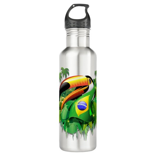 Bouteille D'eau Toco Toucan avec drapeau brésilien (Devant)