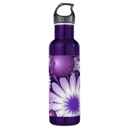 Bouteille D'eau Tomber dans l'amour Fleurs Abstraites et Coeurs Fr (Devant)