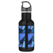 Bouteille D'eau Tons de motif en vitrail bleu (Dos)