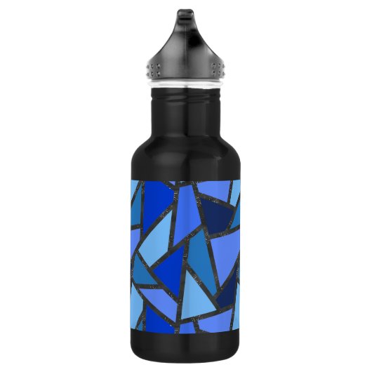 Bouteille D'eau Tons de motif en vitrail bleu (Droite)