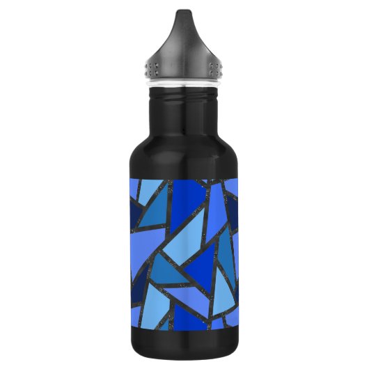 Bouteille D'eau Tons de motif en vitrail bleu (Gauche)