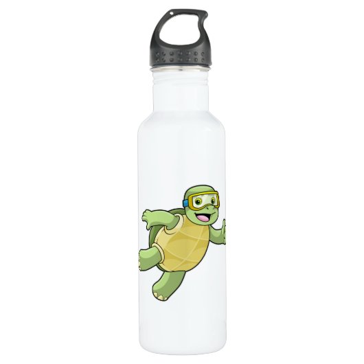 Bouteille D'eau Tortue à la natation avec lunettes de natation (Devant)