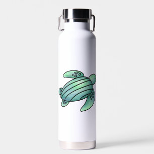 Bouteille D'eau tortue de mer peinte à l'aquarelle dessin animé bl