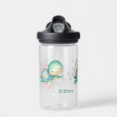Bouteille D'eau Tortue de mer rose turquoise (Avant)