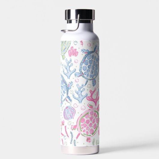 Bouteille D'eau Tortues de mer à l'aquarelle Océan (Plage)