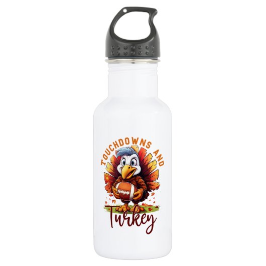 Bouteille D'eau Touchdown et Turquie Thanksgiving (Devant)