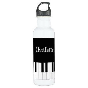 Bouteille D'eau Touches de piano noir et blanc avec nom personnali