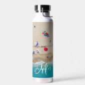 Bouteille D'eau Touristes bronzage photo avec Ocean Monogram Nom (Gauche)